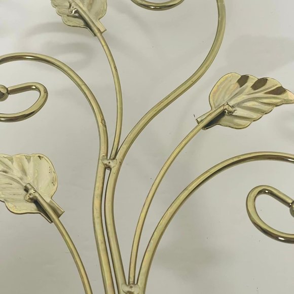 Pair of Home Interiors Metal Wall Sconces. Scroll/Leaf Hollywood Regency Gold - Picture 5 of 5
